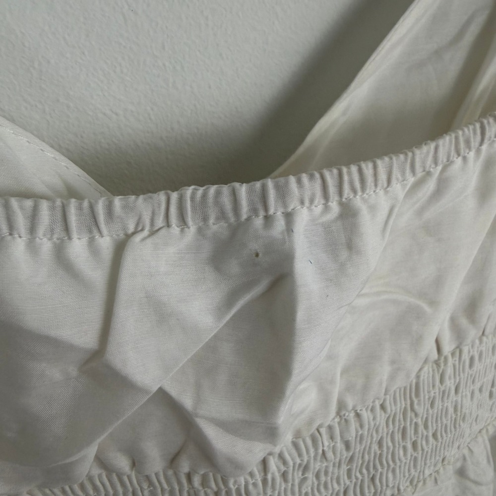 Y2K Forever 21 Babydoll Top White Embroidered Floral Camisole Romantic Large - Picture 10 of 12